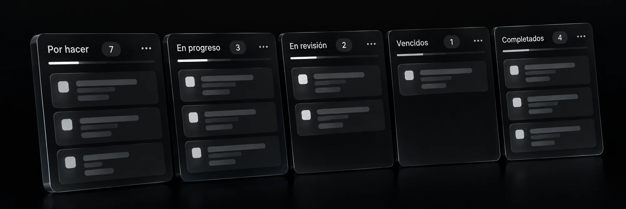 Vista kanban de casos en /casos