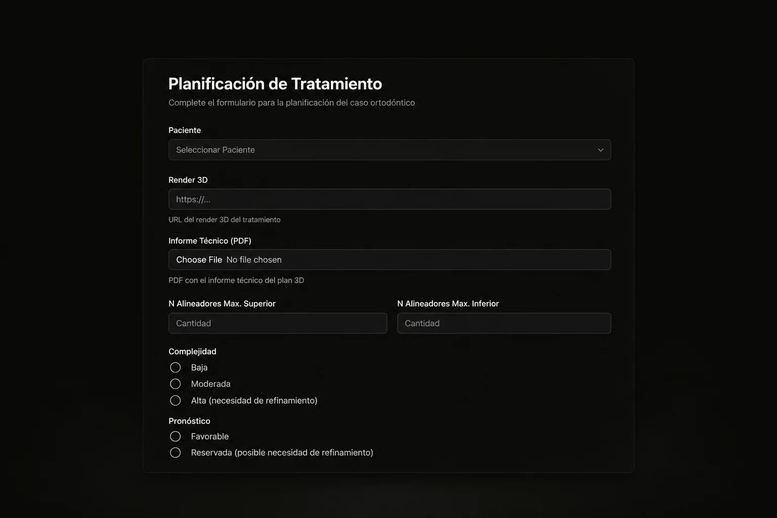 Formulario de planificación de tratamiento en /planificacion-tratamiento